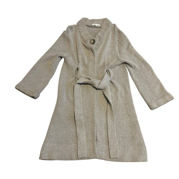 Vince Wool Blend Grey Cardigan Sweater Woven Long Length Button-Down Size Small - Picture 1 of 11
